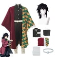 thumbnail image 2 of Giyu Tomioka-Disfraz de Demon Slayer para adultos y niños, traje de Cosplay de Anime, Kimetsu No Yaiba, Giyu Tomioka, peluca, 2 of 4