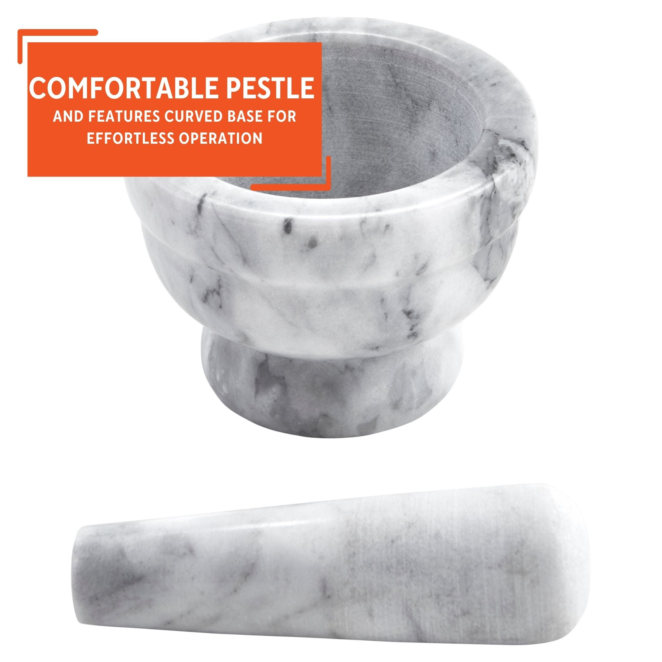 Kitcheniva Granite Mortar & Pestle With Elegant White Marble Finish