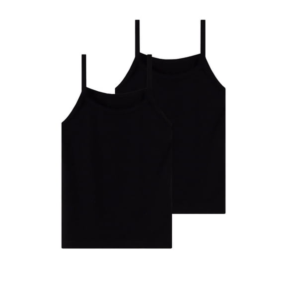 qucoqpe Toddler Baby Girls Tank Tops 2-Piece Spaghetti Strap Soft Ribbed Knit Undershirts Sleeveless Casual Basic Cami Shirts Dailywear2 Pack for Kids