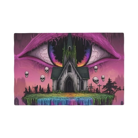 

Table Placemats Set of 6 - Surreal Eye Gothic Church 12x18 In Faux Linen Double Heat Resistant Place Mats Cloth Indoor/Outdoor Placemats Washable Table Mats for Dining Kitchen Party