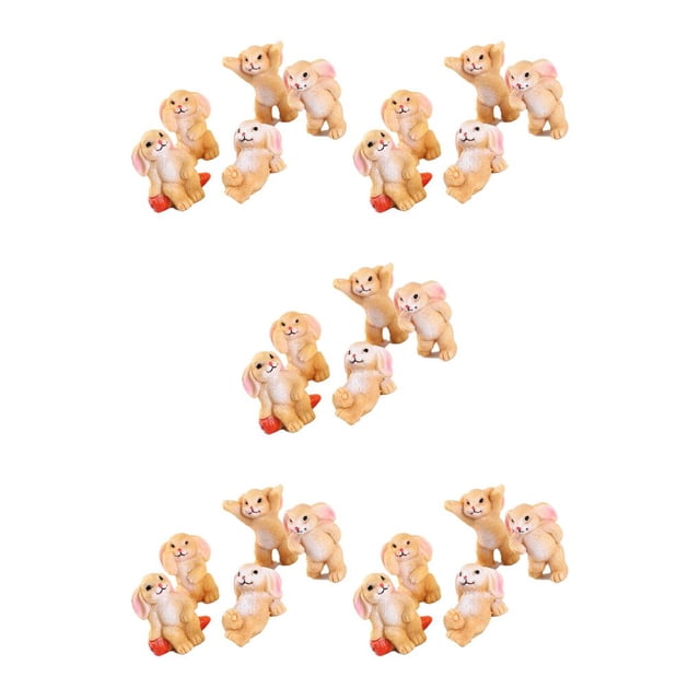 Injueey 5 unidades/juego de figuritas de jardín de conejos, adornos de animales de resina, estatua de decoración, hadas de jardín de dibujos animados, Type2 NO2 Injueey CBP584536