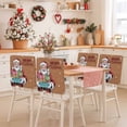 thumbnail image 2 of Merry Christmas Santa Claus Chair Covers Set of 6 Xmas Gift Winter Snowflake Brown Chair Back Covers Stretch Removable Washable Slipcovers Protector for Dining Room Kitchen Party Decor, 2 of 5