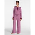 thumbnail image 3 of Joyspun Women's Cozy Lounge Collection Hacci Long Sleeve Henley Sleep Top, Sizes XS to 3X, 3 of 6