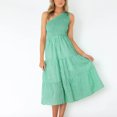 thumbnail image 2 of Womens Summer Dresses Casual One Shoulder One Shoulder Maxi Dress Ladies Sleeveless Beach Dresses, 2 of 8