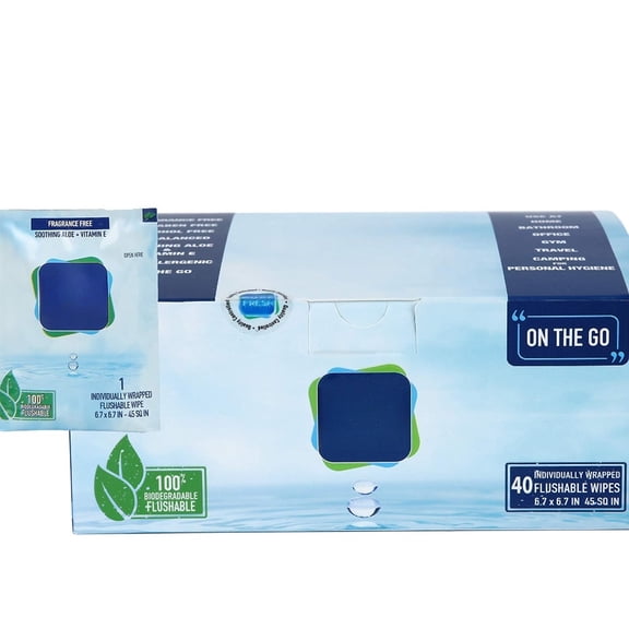 Wet Wipes Flushable Individually Wrapped for Travel 40 Singles