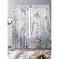 thumbnail image 3 of Ocean Coastal Sheer Curtains 2 Panels Set Sea Turtle Coral Starfish Seaweed Wood Grain Sheer Window Curtains Light Filtering Rod Pocket Voile Drapes for Bedroom Living Room 52"X96", 3 of 8