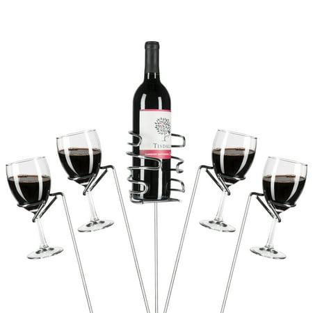 Best Choice Products Set of 5 Reinforced Stainless Steel Wine Glass Rack Holder Stakes for Bottles, Candles, Hands-Free Outdoor Picnics, and Travel, (Best French Red Wine Brands)
