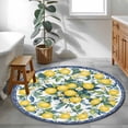 thumbnail image 3 of Round Rugs 4Ft, Summer Lemon Round Area Rug Washable Indoor Throw Carpet, Blue Floral Spring Botanical Retro Soft Non Slip Circle Rug for Kitchen Nursery Room Home Decor Aesthetic, 3 of 8