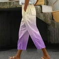 thumbnail image 2 of QATAINLAV Womens Plus Size Capris 2025 Summer Beach Casual Drawstring Capri Pants Trendy Gradient Color Straight Leg Cropped Trousers with Pockets Multicolor 5XL Prime Sales, 2 of 6