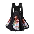 thumbnail image 2 of Lilgiuy Womens V-Neck Long Sleeves Christmas Party Dress Ladies Vintage Dress Black Fall Dresses for 2022 Spring Winter, 2 of 5