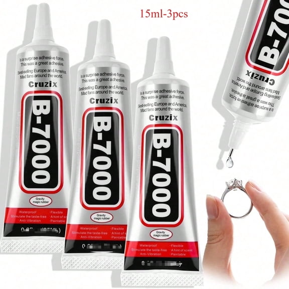 B-7000 Rhinestones Craft Glue, 110ML Clear Adhesive B7000 Glue Multipurpose Gem Glue with Precision Tips for DIY Art Fabric Cell Phones Metal Jewelry Making