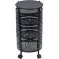 thumbnail image 1 of Wekity Kitchen Storage Cart, Large Storage Rack with 360 Degree Wheels,5 Tier Circular Rotating Basket, Fruit Vegetable Metal Wire Shelf with Top Lid Black Triple Layer-4651, 1 of 5