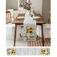 thumbnail image 3 of ERUNPONLY Sunflower Table Runner - 36 Inch Long Summer Bee Wildflower Vintage Grey Wood Grain Cotton and Linen Blended Dress Scarves Farmhouse Table Runner for Kitchen Dining, Coffee Table, 13" x 36", 3 of 8