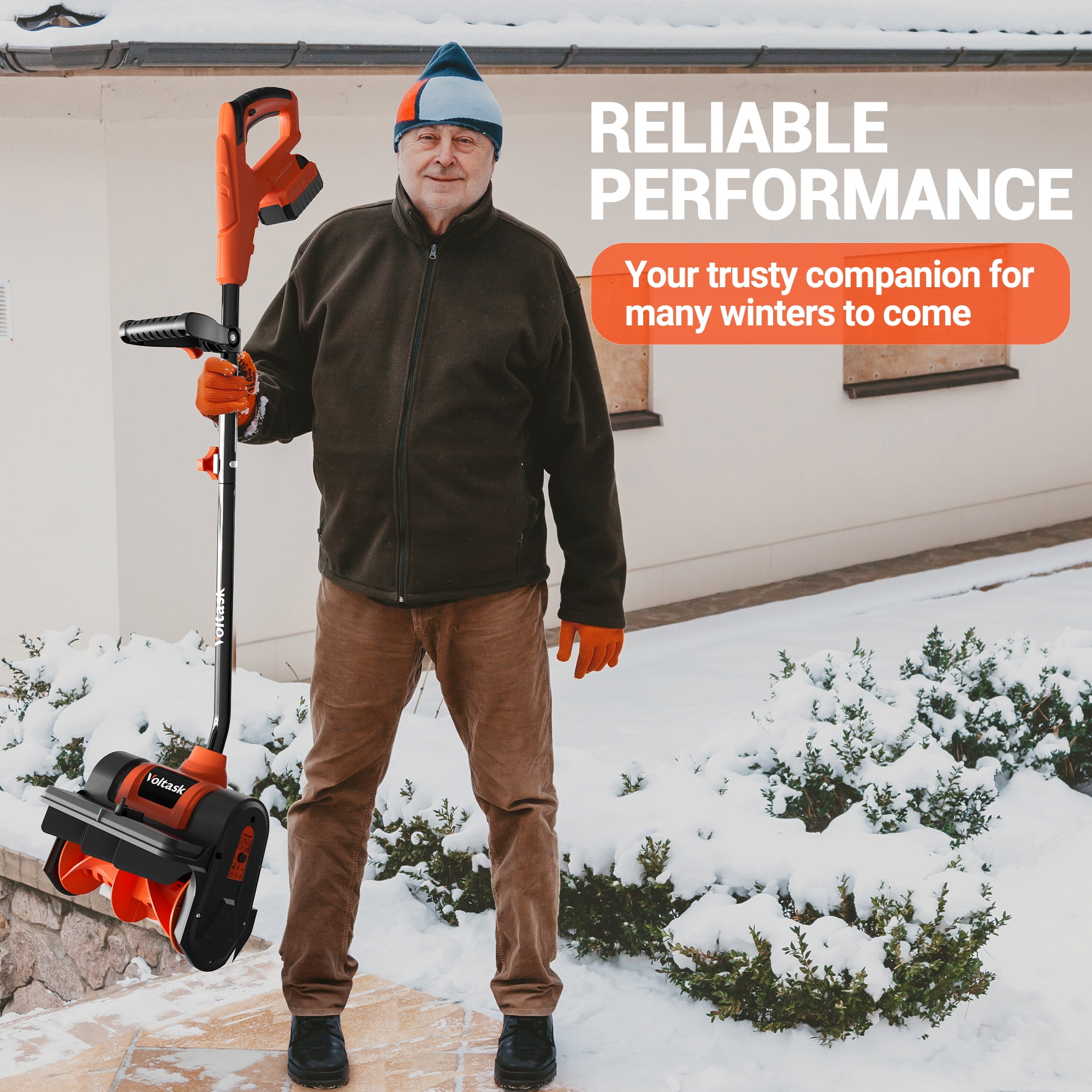 VOLTASK 20V 12-Inch Cordless Snow Shovel with Directional Plate, Battery &  Quick Charger Included