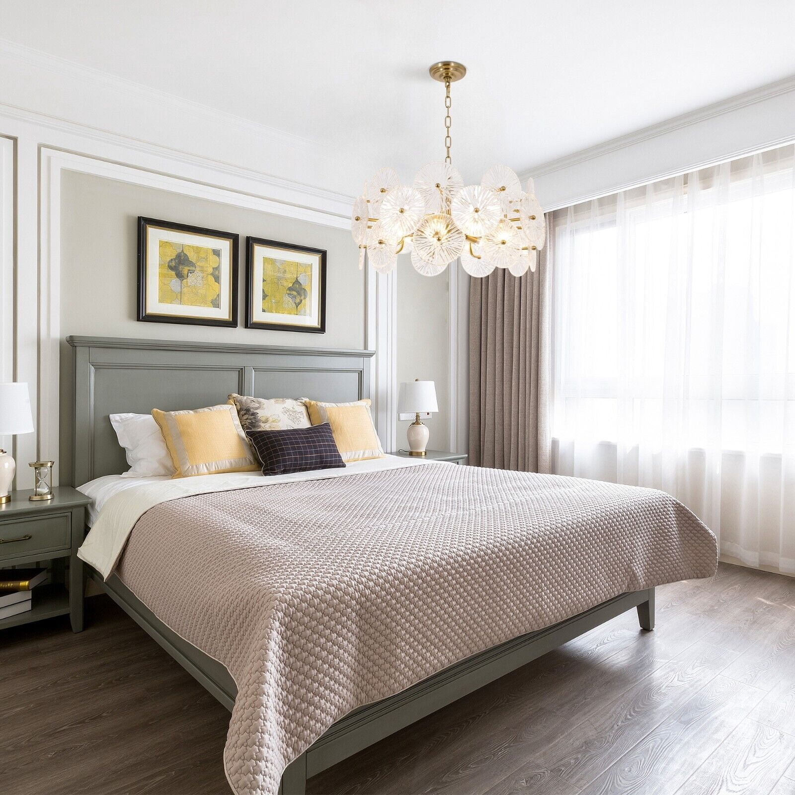 KPIBEST Gold Chandeliers for Dining Room L23.6 inch Chandelier Light Fixture, Dining Room Chandelier Over Table, E14 Base Chandelier for Bedroom, Living Room, Foyer