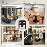 Guyou Modern Boucle Dining Chair Set of 2, Sherpa Upholstered Barrel Chair, Comfy Armchair with Open Backrest, Vanity Side Chair Accent Chair for Living Room Bedroom Dining Room, Black