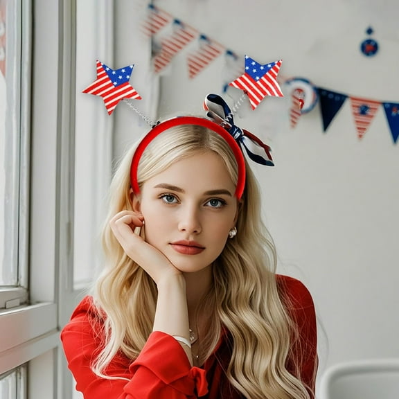 Fwttom 4Th of July Decorations, Independence Day Hair Bands Party Decorations Colour Stripe Headbands Flag Headbands