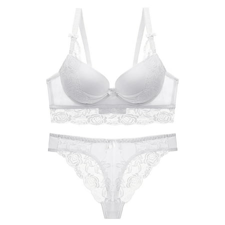 

wendunide lingerie for women Fashionable Woman s Sexy Lace Bra Brassieres Steel Ring Bra Set Ladies Lace Bra Underwear Set Bra & Brief Sets White 75