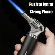Metal Torch Lighter, Classic Base Zinc Alloy Polished Windproof Refillable Butane Jet Blue Flame Lighter with Locker, Better Industrial Camping Barbecue(Not Included Butane) (Red)