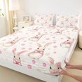 thumbnail image 3 of Homewish Cute Cartoon Rabbit Twin Sheet Sets,Kawaii Bow Bowknot Twin Fitted Sheet,Pink Beige Flat Sheet For Girls Kids,Super Cozy Room Decor,3-Piece, 3 of 7