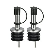 Stainless Steel Bottle Pourers, 2Pack Olive Oil Spout with Rubber Dust Caps, for Wine Liquor Vinegar Bottles (Black)