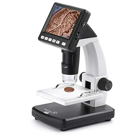 Ivation Portable Digital HD LCD Microscope – Rechargeable 14MP Microscope w/220x Optical & 500x Digital Magnification, HD Sensor, 3.5” LCD Screen, Adjustable Stage, Photo/Video Capture, HDMI &