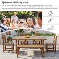 thumbnail image 4 of 6-Piece Patio Dining Table Set with 4 Chairs and Bench, All-Weather Wood Outdoor Furniture for Garden Backyard, 60" Rectangle Table, 4 of 8