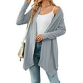 thumbnail image 5 of HUBERY Women Jacquard Open Front Long Sleeve Irregular Hem Light Weight Cardigan, 5 of 5