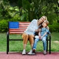 thumbnail image 6 of Backyard Expressions Metal American Flag Patio/Garden Outdoor Bench - Red/White/Blue, 6 of 7