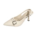 thumbnail image 2 of Shoes High Heel Sandals for Everyday Women's Fashionable Casual Spring And Summer Versatile Plus Size Solid Color Pointed Toe Closed Toe Back Strap High Heel Sandals Beige 42, 2 of 9