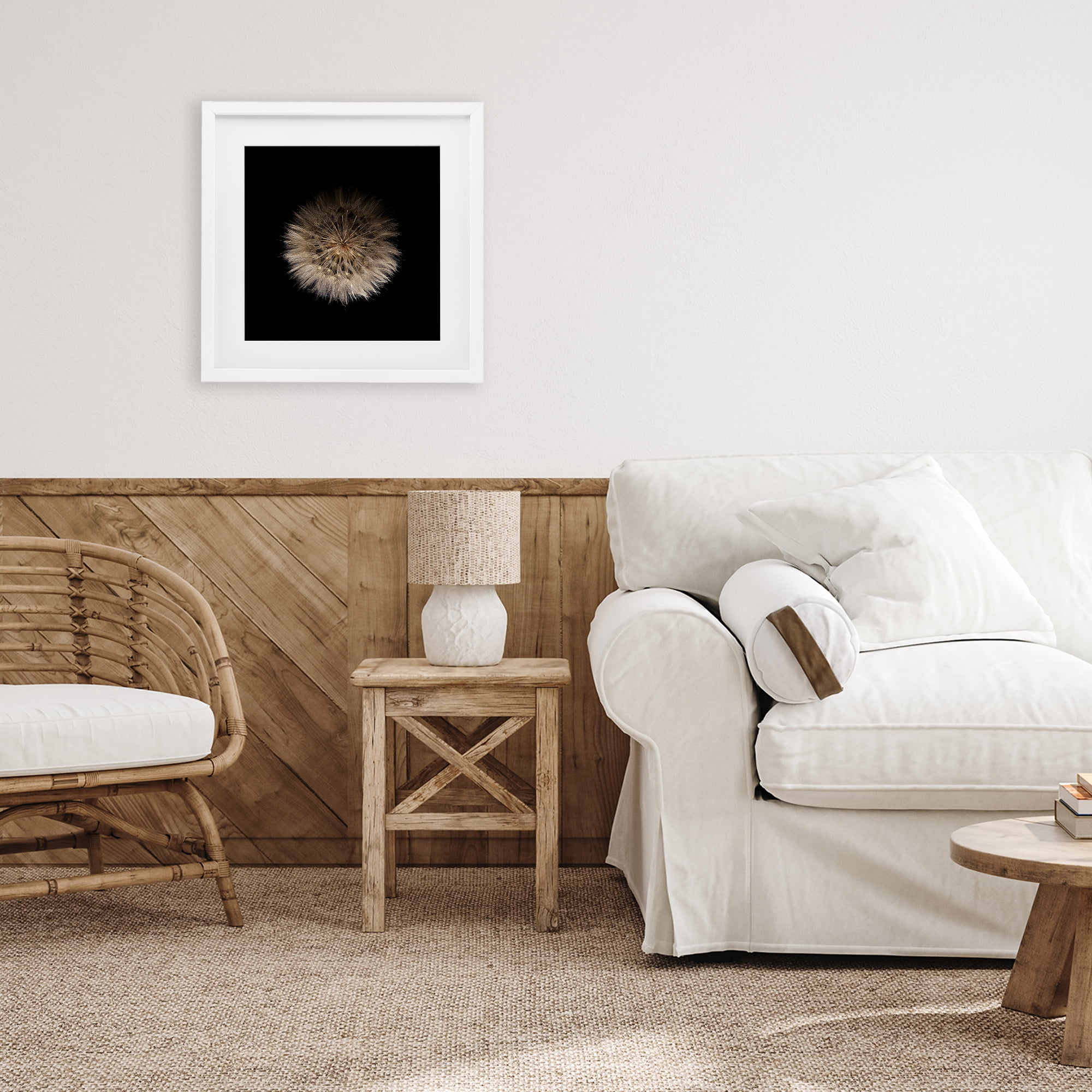 Stupell Industries Wispy Dandelion on Black White Framed Print Under Glass, design by Beth Adoette