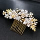 thumbnail image 2 of Zhuge Horquillas para el pelo de boda con flores para novias, peinetas con perlas de cristal,joyas con diamantes de imitación para novias, damas de honor y mujeres (dorado), 2 of 4