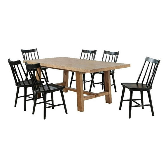 Middleton 7-piece Extension Leaf Dining Set Brown and Black