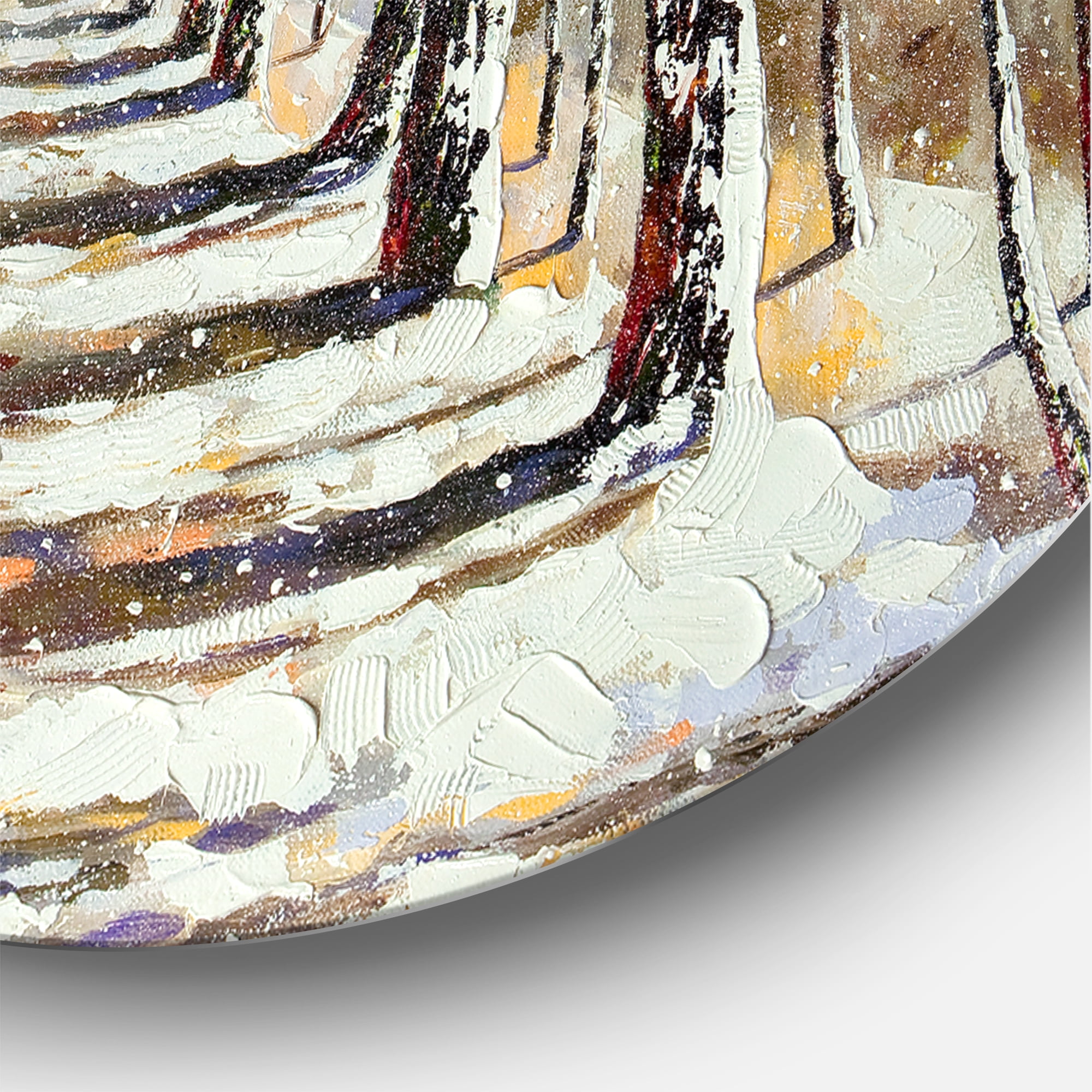 Designart 'Allegory On Theme Autumn and Winter' Traditional Circle Metal Wall Art 29x29 - Disc of 29