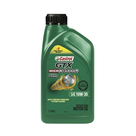 (3 pack) (3 Pack) Castrol GTX High Mileage 10W-30 Synthetic Blend Motor Oil, 1 QT