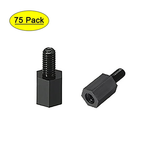M3x6mm 6mm Male to Female Hex Nylon Spacer Standoff 75pcs