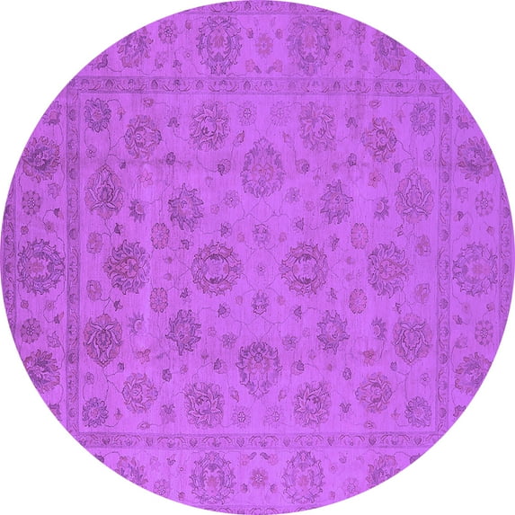 Ahgly Company Indoor Round Oriental Purple Traditional Area Rugs, 8' Round