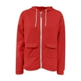 thumbnail image 5 of ManxiVoo Women's Zip Front Hooded Sweatshirt Oversized Pullover Jacket Athletic Training Wear Comfortable Casual Style L Size Red, 5 of 6