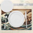 thumbnail image 3 of Ambesonne Nautical Place Mats Set of 4, Ethnic Japanese Ocean Boat, Standard Size, Cinnamon and Petrol Blue, 3 of 5