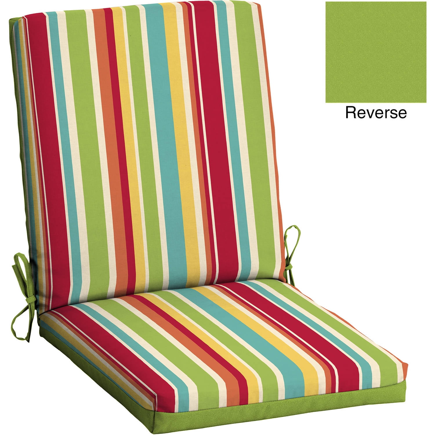 Mainstays Outdoor Patio Reversible Dining Chair Cushion Multi