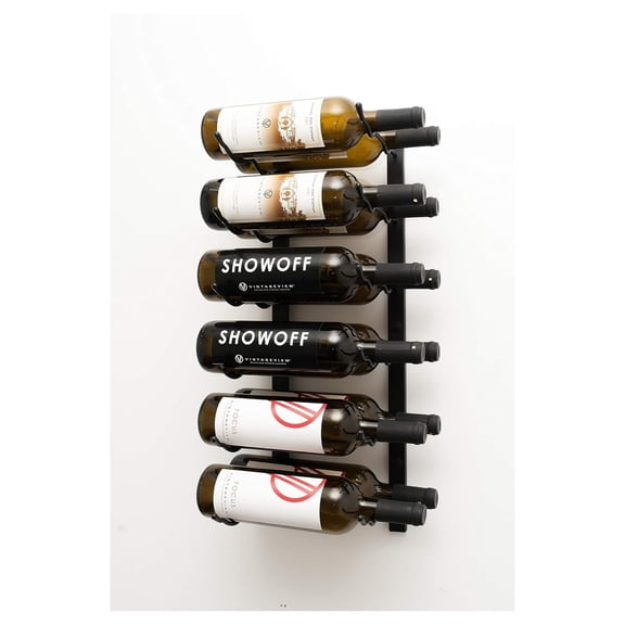 Drevy W Series (2 Ft) - 12 Bottle Wall Mounted Wine Rack ( Black) Stylish Modern Wine Storage with Label Forward Design