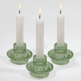 thumbnail image 2 of HofferRuffer Set of 3 Taper Glass Candle Holders, 2 in 1  Votive Candlestick Holders for Taper Candles, Tealight and  Table Centerpiece Decorations, Green, 2 of 9