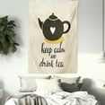 thumbnail image 3 of Keep Calm Tapestry, Drink Tea Lettering with Heart on Lovely Teapot, Wall Hanging for Bedroom Living Room Dorm Decor, 60"W X 80"L, Dark Olive Green Pale Earth Yellow Eggshell, by Ambesonne, 3 of 5