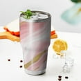 thumbnail image 3 of 30oz Pink and Gold Marble Texture Tumblers Stainless Steel Tumbler with Lid and Straw,Vacuum Insulated Double Wall Travel Tumbler Cups Mug with Cleaning Brush for Coffee,Tea, 3 of 7
