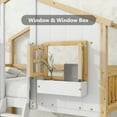 thumbnail image 5 of Bellemave Twin over Twin House Bunk Bed with Roof and Door Twin Low Bunk Bed with Windows and Window Box Wooden Montessori Bunk Bed Floor Bunk Bed, White + Natural, 5 of 11
