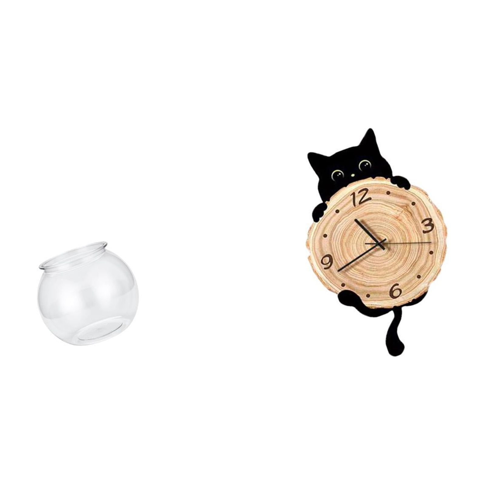 Fish Bowl Vase Desktop Aquarium Tank Wall Clock Unique Design Easy to Place in Office Living Room Bedroom for All Ages