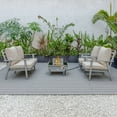 thumbnail image 3 of LeisureMod Walbrooke Modern Aluminum 5-Piece Patio Conversation Set with Outdoor Square Fire Pit Table & Side Table Tank Holder And Beige Cushions, 3 of 19
