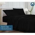 thumbnail image 3 of ROYALE LINENS 400 Thread Count 100% American Grown Cotton 4 Piece Sateen King Sheet Set - 1 Fitted, 1 Flat Sheet, 2 Pillow case - Black Bedsheet Set - Cooling Cotton Sheets - (King, Night Black), 3 of 10