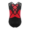 thumbnail image 4 of zdhoor Kids Girls Sleeveless Gymnastics Leotard Sparkly Dance Bodysuit Cross Back Shiny Stretchy Ballet Dancewear Red 14, 4 of 5