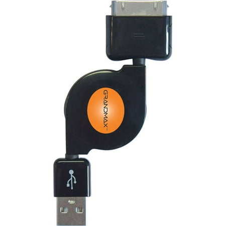  Grandmax RIUSBSYNCBK Retractable Charge & Sync Cable, Black